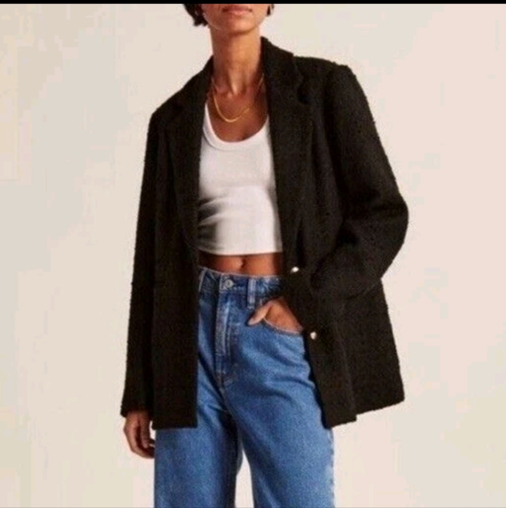 Abercrombie & Fitch Blazer‎ Womens Size XS P Black Capsule Quiet Luxury Office